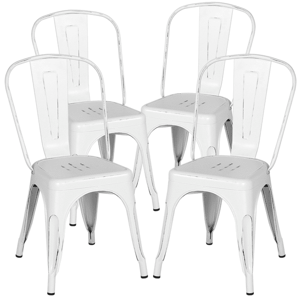 Yaheetech Metal Dining Chairs Set of 4 Stackable Dining Room Chairs Side Chairs with Back 340 lbs,Gun Metal Each Chair Load Capacity